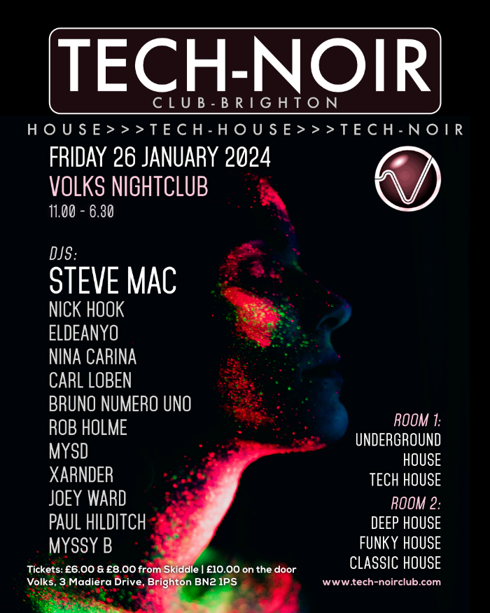 Tech-noir Club at Volks nightclub - 26 January 2024 - event artwork